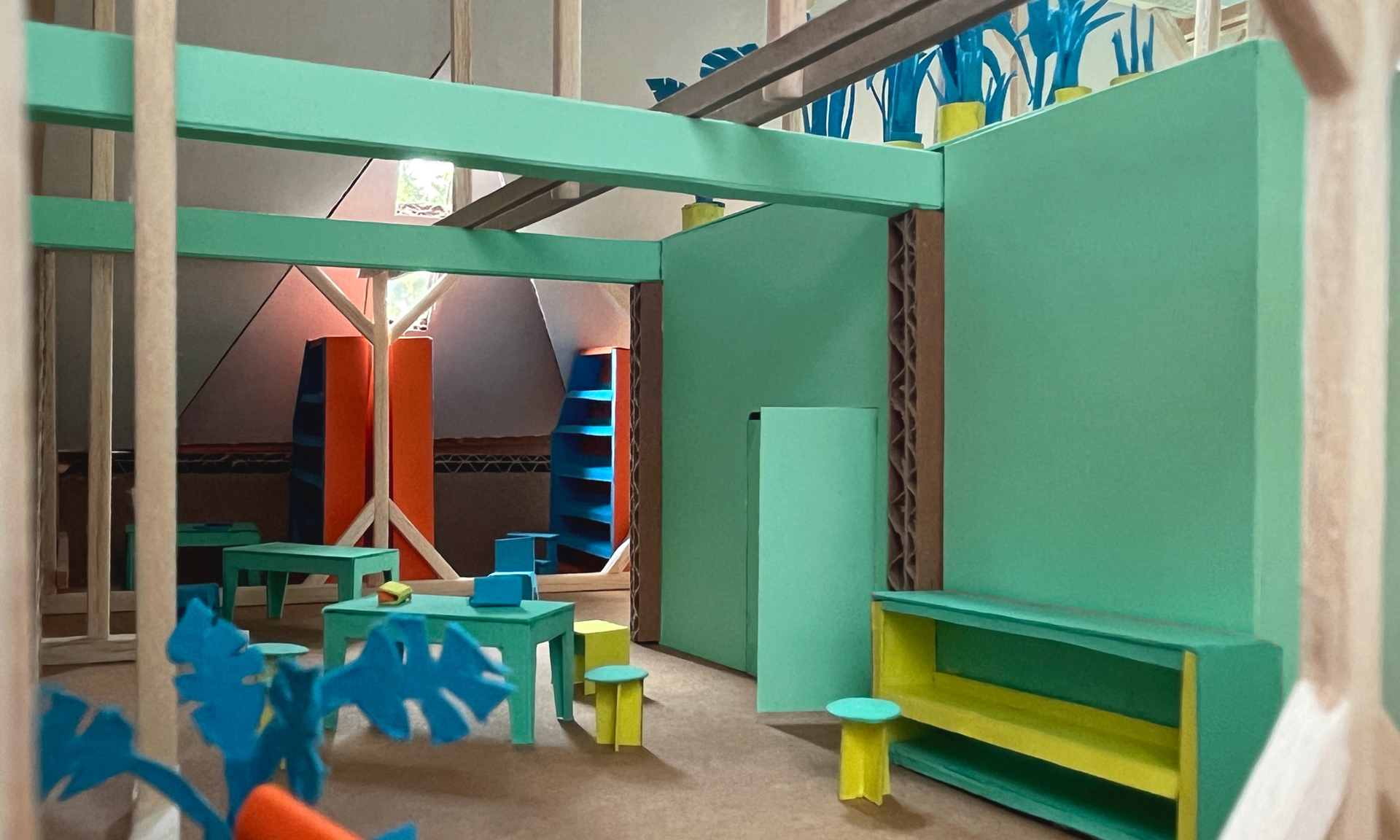 Machbarkeitsstudie zum Ausbau des Dachgeschosses einer Schule, Modellansichten